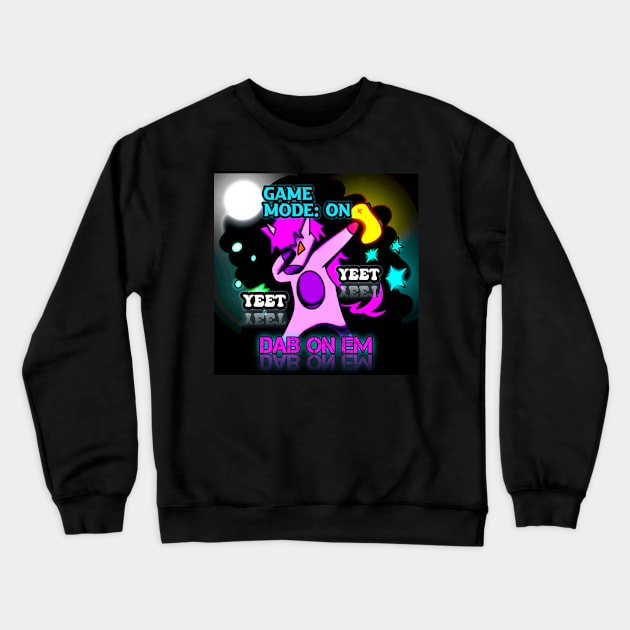 Dabbing Unicorn Yeet Trendy Dance Emote Gamer Quote Crewneck Sweatshirt by MaystarUniverse